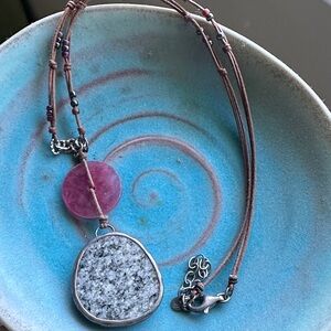 Silpada Pink and Gray Stone Necklace
